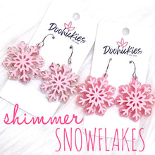 Load image into Gallery viewer, 1.5&quot; Layered Shimmer Snowflakes -Christmas Acrylic Earrings