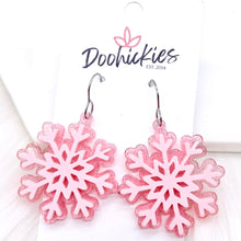Load image into Gallery viewer, 1.5&quot; Layered Shimmer Snowflakes -Christmas Acrylic Earrings