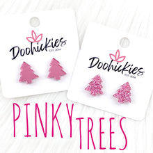 Load image into Gallery viewer, 15mm Pinky Trees Studs -Christmas Earrings