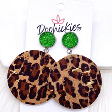 Load image into Gallery viewer, 2&quot; Metallic Leopard Piggyback Dangles -Christmas Earrings