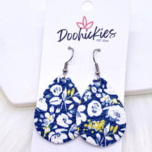 Load image into Gallery viewer, 1.5&quot; Navy Poppy Mini Collection -Fall Leather Earrings