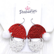 Load image into Gallery viewer, 2&quot; Puff Ball Santas -Christmas Cork Earrings