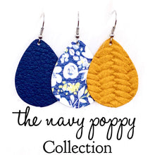 Load image into Gallery viewer, 1.5&quot; Navy Poppy Mini Collection -Fall Leather Earrings