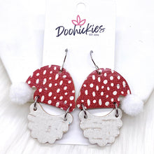 Load image into Gallery viewer, 2&quot; Doodle Dot Santas -Christmas Cork Earrings