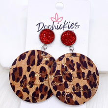 Load image into Gallery viewer, 2&quot; Metallic Leopard Piggyback Dangles -Christmas Earrings