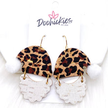 Load image into Gallery viewer, 2&quot; Puff Ball Santas -Christmas Cork Earrings