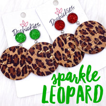 Load image into Gallery viewer, 2&quot; Metallic Leopard Piggyback Dangles -Christmas Earrings