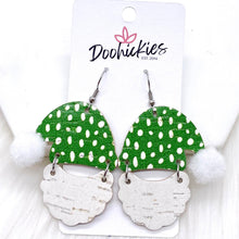 Load image into Gallery viewer, 2&quot; Doodle Dot Santas -Christmas Cork Earrings