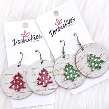Load image into Gallery viewer, 1.5&quot; Doodle Dot 3-D Tree Circles -Christmas Earrings