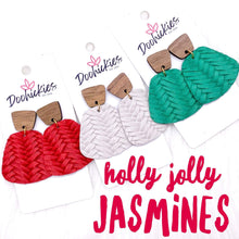 Load image into Gallery viewer, 2&quot; Holly Jolly Jasmines -Christmas Leather Earrings