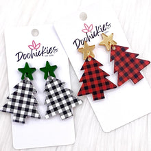 Load image into Gallery viewer, 2&quot; Plaid Tree Acrylic Dangles -Christmas Earrings