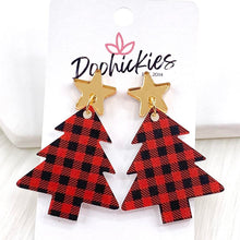 Load image into Gallery viewer, 2&quot; Plaid Tree Acrylic Dangles -Christmas Earrings