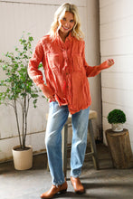 Load image into Gallery viewer, Everyday Persimmon Cotton Smocked Ruffle Detail Shacket
