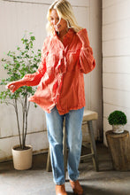 Load image into Gallery viewer, Everyday Persimmon Cotton Smocked Ruffle Detail Shacket