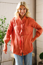 Load image into Gallery viewer, Everyday Persimmon Cotton Smocked Ruffle Detail Shacket