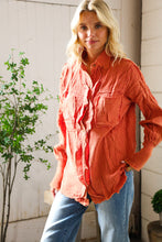 Load image into Gallery viewer, Everyday Persimmon Cotton Smocked Ruffle Detail Shacket