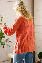 Load image into Gallery viewer, Everyday Persimmon Cotton Smocked Ruffle Detail Shacket