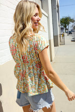 Load image into Gallery viewer, Be Charming Sage Floral Print Elastic Neck Ribbon Bow Tie Top