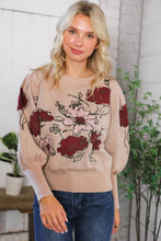 Load image into Gallery viewer, Scarlet Petals Bubble Sleeve Sweater
