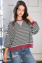 Load image into Gallery viewer, A Stripe Story Wine Crew Neck Pullover