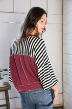 Load image into Gallery viewer, A Stripe Story Wine Crew Neck Pullover