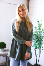 Load image into Gallery viewer, Read Between the Lines Olive Button Cotton Tunic