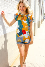 Load image into Gallery viewer, Be Bold Multicolor Abstract Print Flutter Sleeve Mock Neck Top
