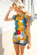 Load image into Gallery viewer, Be Bold Multicolor Abstract Print Flutter Sleeve Mock Neck Top