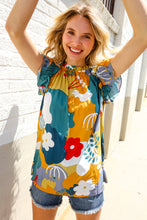 Load image into Gallery viewer, Be Bold Multicolor Abstract Print Flutter Sleeve Mock Neck Top