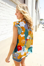 Load image into Gallery viewer, Be Bold Multicolor Abstract Print Flutter Sleeve Mock Neck Top