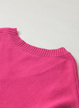 Load image into Gallery viewer, Rose Red Pearl Embellished Fuzzy Hearts V Neck Sweater