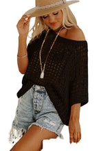 Load image into Gallery viewer, Apricot Fishnet Knit Ribbed Round Neck Short Sleeve Tee