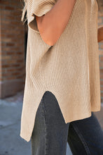 Load image into Gallery viewer, Apricot Short Sleeve Side Slit Oversized Sweater