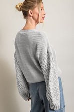 Load image into Gallery viewer, Parchment Cable Knit Sleeve Drop Shoulder Sweater
