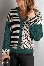 Load image into Gallery viewer, Green Animal Print Button Front Cardigan