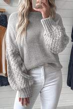 Load image into Gallery viewer, Parchment Cable Knit Sleeve Drop Shoulder Sweater