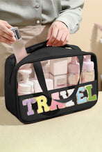 Load image into Gallery viewer, Mint Green TRAVEL Chenille Letter Clear PVC Makeup Bag