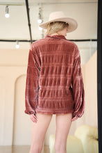 Load image into Gallery viewer, Long Sleeve Button Front Velvet Texture Top