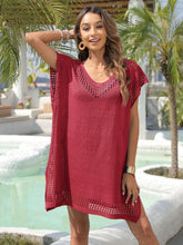 Load image into Gallery viewer, Slit Openwork V-Neck Cover-Up