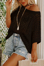 Load image into Gallery viewer, Apricot Fishnet Knit Ribbed Round Neck Short Sleeve Tee