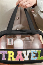 Load image into Gallery viewer, Mint Green TRAVEL Chenille Letter Clear PVC Makeup Bag