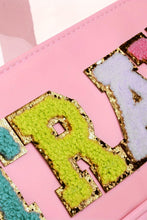 Load image into Gallery viewer, Mint Green TRAVEL Chenille Letter Clear PVC Makeup Bag