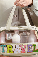 Load image into Gallery viewer, Mint Green TRAVEL Chenille Letter Clear PVC Makeup Bag