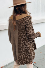 Load image into Gallery viewer, Leopard Patchwork Waffle Knit Buttoned Blouse