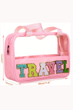 Load image into Gallery viewer, Mint Green TRAVEL Chenille Letter Clear PVC Makeup Bag