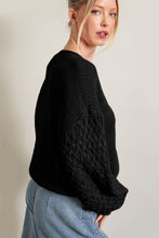 Load image into Gallery viewer, Parchment Cable Knit Sleeve Drop Shoulder Sweater