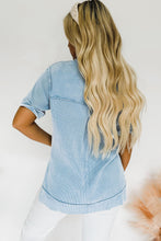 Load image into Gallery viewer, Acid Wash Waffle Knit Short Sleeve Buttoned Shirt