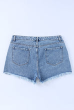 Load image into Gallery viewer, High Rise Crossover Waist Denim Shorts