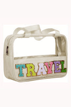 Load image into Gallery viewer, Mint Green TRAVEL Chenille Letter Clear PVC Makeup Bag