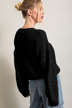 Load image into Gallery viewer, Parchment Cable Knit Sleeve Drop Shoulder Sweater